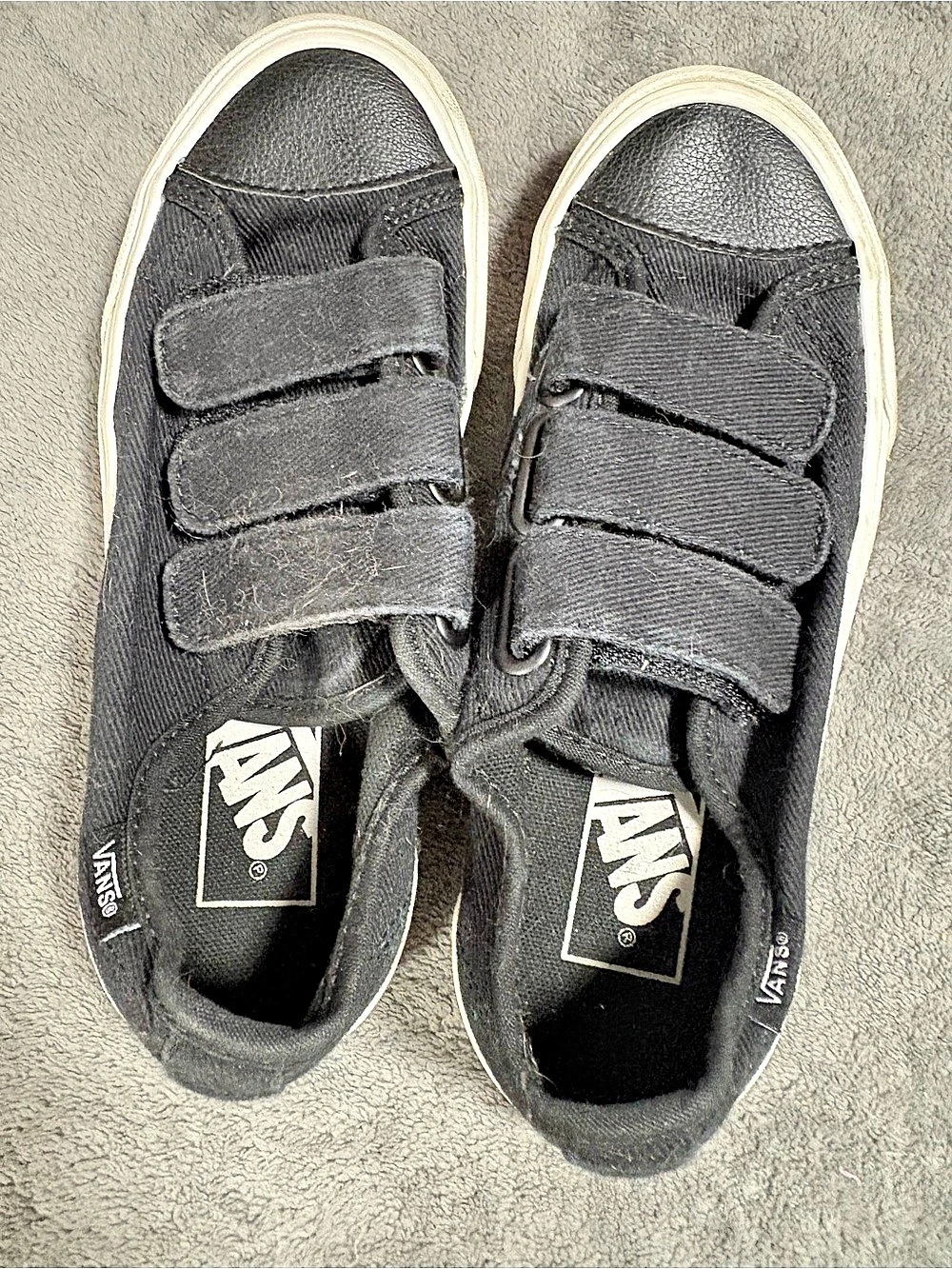 Vans Triple Hook and Loop Low Top Sneakers Black & White 5